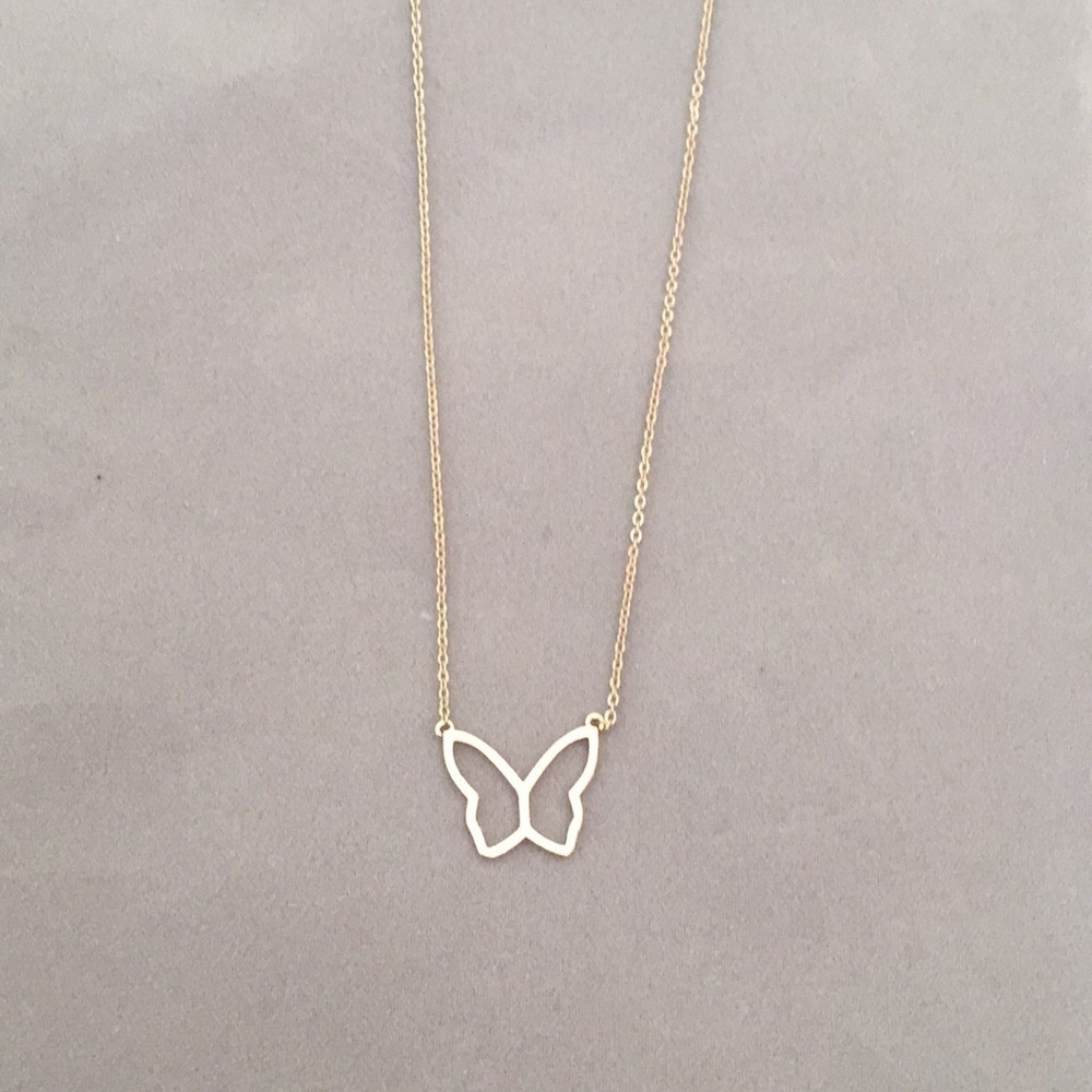 Butterfly gold tone adjustable necklace